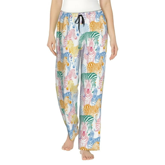 Rateoe Zebra Colourful Pattern Women’s Ultra-Soft Comfy Pajama Lounge Pants Sleepwear,Comfortable Lounge Wear,lightweight Pajamas, Casual Home Wear-Medium