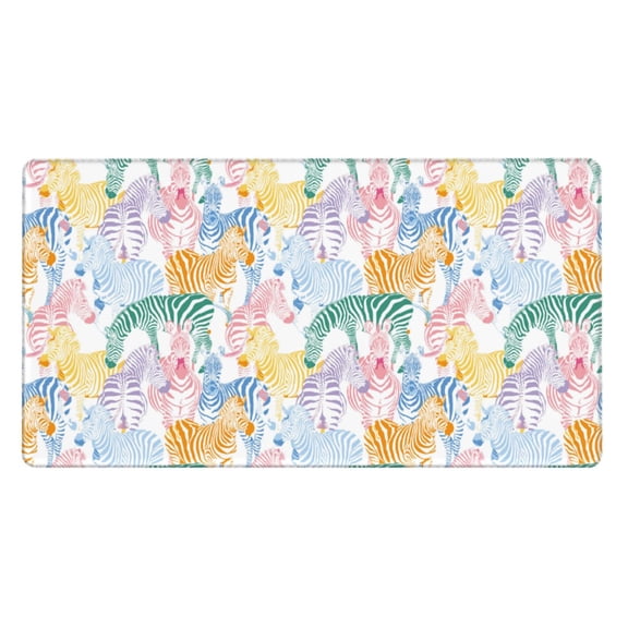 Rateoe Zebra Colourful Print Mouse Pad - Extended Large Gaming Mousepad,Non-Slip Stitched Edge,16x29.5 Inch