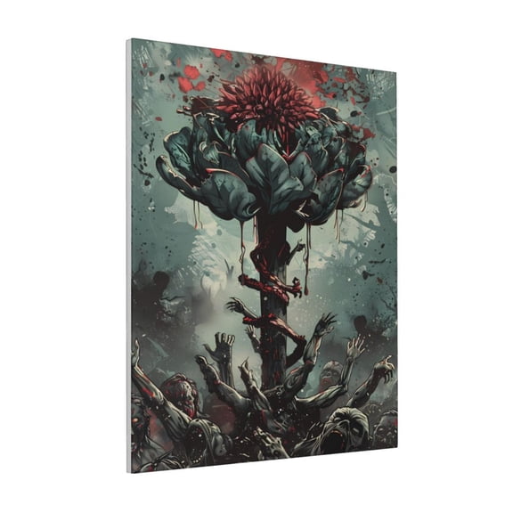 Rateoe Zombie Flower Apocalypse Pattern Decorative Picture – Unique Modern Wall Art, Ready-to-Hang Canvas Print for Home (Vertical)