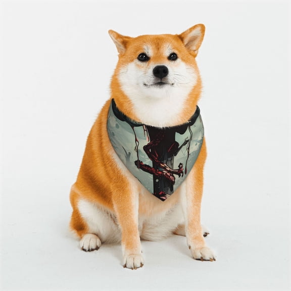 Rateoe Zombie Flower Apocalypse Print Pet Scarf for Dogs and Cats – Stylish Reflective Design, Breathable & Durable Pet Bandana with Quick-Release Buckle-Medium