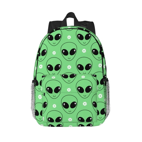 Rateoe alien cartoons Pattern Student Backpack Water-resistant Backpack 15-inch Laptop Backpack Lightweight Adjustable School Backpack