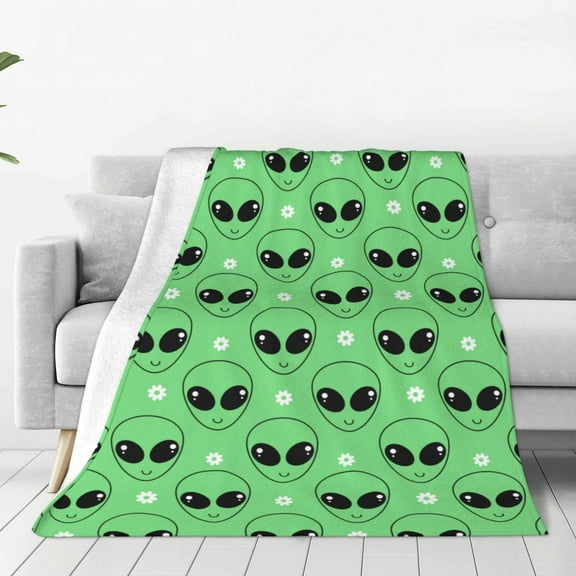 Rateoe alien cartoons Print Fuzzy Fleece Throw Blanket Extra Large,Super Soft,Fluffy and Warm Blankets for Couch,Bed,All Season Use-60"x50"