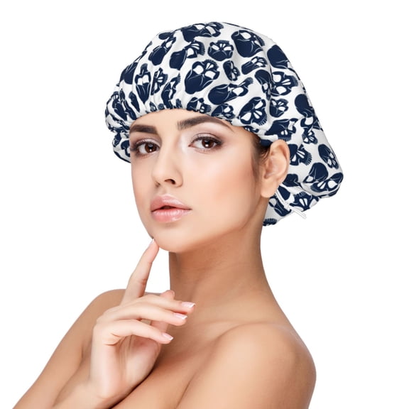 Rateoe black Skull white Pattern Silk Satin Hair Bonnet for Sleeping, Adjustable Sleep Cap Turban for Women , Curly Straight Hair Long Large Braid