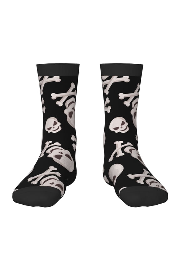 black white Skull bone Pattern Children's Socks, Socks Gifts ,kids Crew Soft Cotton Socks , Moisture-Wicking, Durable, Ideal for Daily Wear & Sports