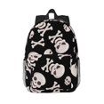 thumbnail image 1 of Rateoe black white Skull bone Pattern Student Backpack Water-resistant Backpack 15-inch Laptop Backpack Lightweight Adjustable School Backpack, 1 of 6