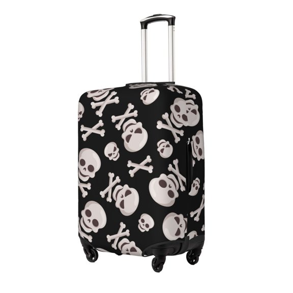 Rateoe black white Skull bone Printed Luggage Cover, Suitcase Protector Fits 18-32 Inch Luggage-Small