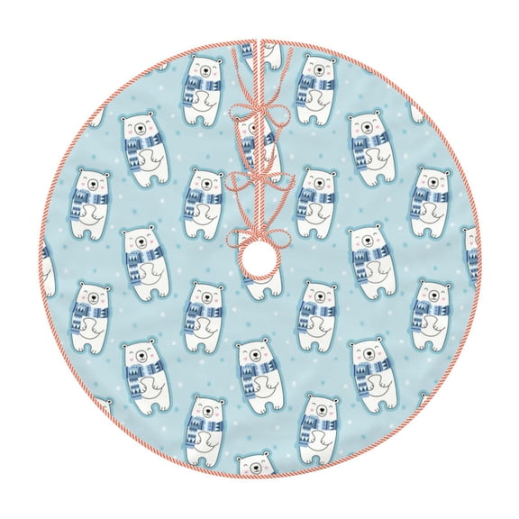 Rateoe blue Scarf Bear Pattern Christmas Tree Skirt with Ties, Christmas Tree Decorations, Farmhouse Christmas Decor Xmas Holiday Decorations-30"