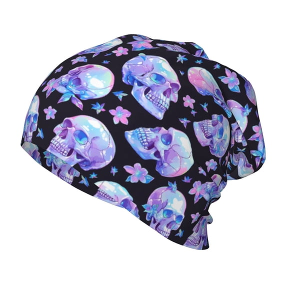 Rateoe blue Skull flower Kids Beanie Warm Knit Beanie Hats Boys Girls Winter Hat Soft Slouchy Hats for Kids