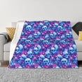 thumbnail image 1 of Rateoe blue Skull purple flower Pattern Flannel Throw Blanket, Ultra-soft Blanket for Bed, Couch, Car, Hypoallergenic Anti-pilling blanket-50"x40"(Horizontal), 1 of 6