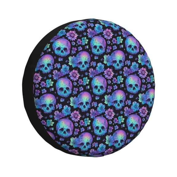 Rateoe blue daisy Skull flower Pattern Tire Cover Wheel Protectors Weatherproof Wheel Covers Universal Fit for Trailer Rv SUV Truck Camper Travel Trailers Accessories-15 inch