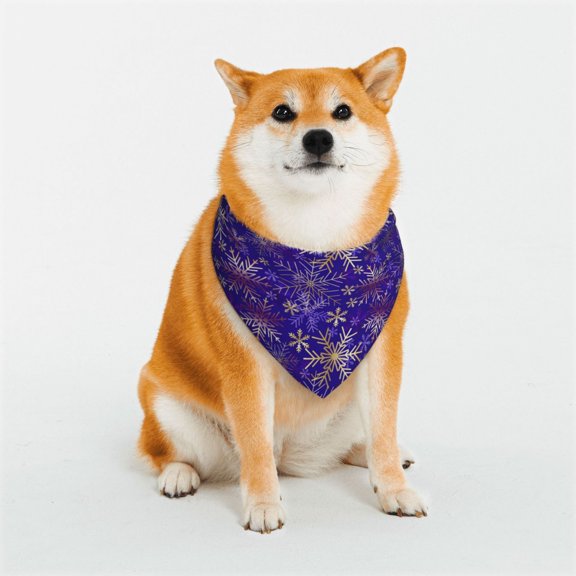 Rateoe blue purple Snowflake Print Pet Scarf for Dogs and Cats – Stylish Reflective Design, Breathable & Durable Pet Bandana with Quick-Release Buckle-Small