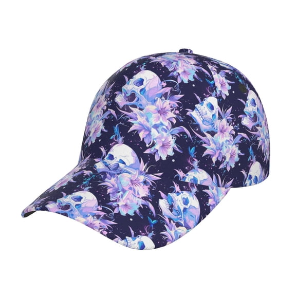 Rateoe blue starry sky Skull flower Pattern Baseball Cap Outdoor Cap Mountain Dad Hat - Unstructured Soft Cotton Cap-Adjustable UV Protection Cap