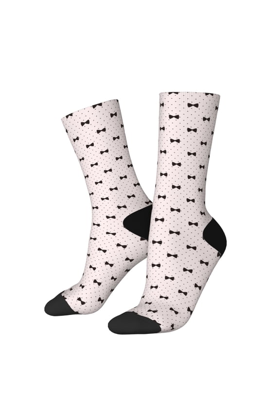 bow on polka dots for Women Casual Calf Socks - Cute Crew Socks - Thin Soft Above Ankle Socks Size 5-11