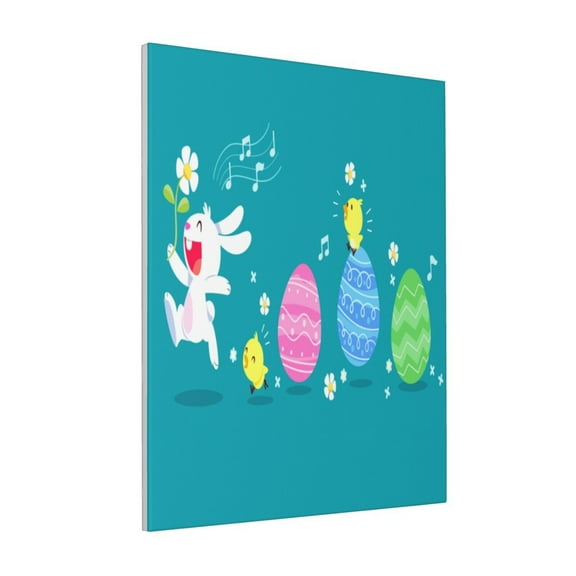 Rateoe bunny holding flower Pattern Decorative Picture – Unique Modern Wall Art, Ready-to-Hang Canvas Print for Home (Vertical)