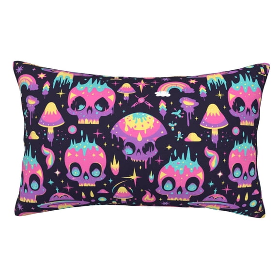 Rateoe cartoon Skull rainbow space Pattern Decorative Pillow Case,Throw Pillow Covers,Plush Pillow Cover,Soft Pillow Case,Velvet Pillow Case-14"x20"
