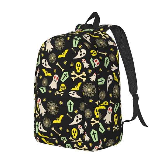 Rateoe cartoon Skull spider web Pattern Durable Canvas Backpack for Men & Women – Stylish & Lightweight – Adjustable Straps, Multiple Pockets – Fits 15-17 Inch LaptopsSmall