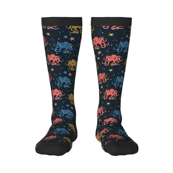 Rateoe cartoon doodle octopus Pattern Women’s Knee High Crew Socks,Trouser Socks, – Comfortable, Breathable, Moisture-Wicking and Soft