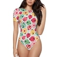 thumbnail image 1 of Rateoe cartoon ladybird Printed Women Rash Guard Short Sleeve,Tummy control Swimsuit Surfing Swimsuit Bathing Suit Short-sleeved Onesie UPF 50+-Medium, 1 of 7