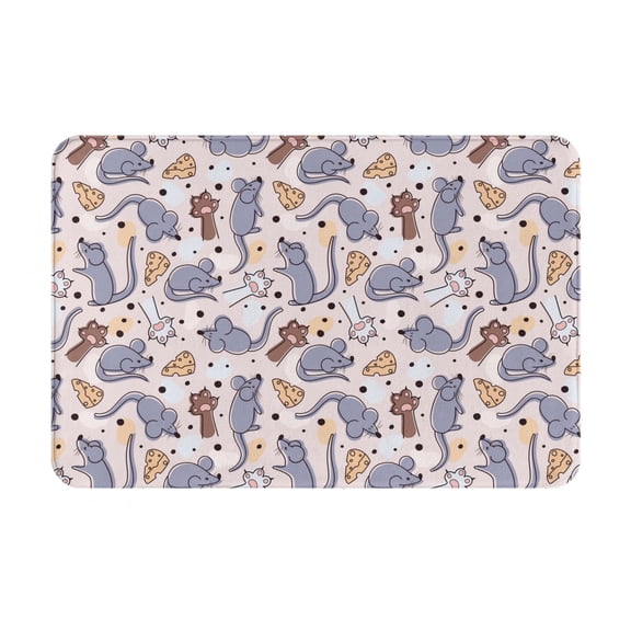 Rateoe cartoon mouse Pattern Flannel Door Mat Indoor Outdoor Entrance, Waterproof All-Weather Doormat,Fade Resistant, Low Profile Entryway Mat 16x24in