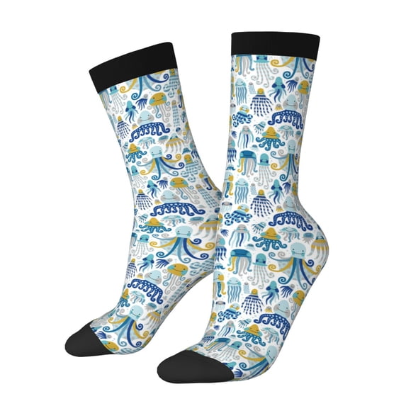 Rateoe cartoon octopus for Women Casual Calf Socks - Cute Crew Socks - Thin Soft Above Ankle Socks Size 5-11