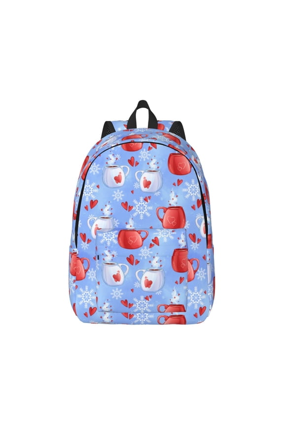 coffee love cup winter Pattern Canvas College Laptop Backpack,Travel Daypack,Durable Rucksack Travel Notebook Bag School Backpack Book Bag for Men Women-
