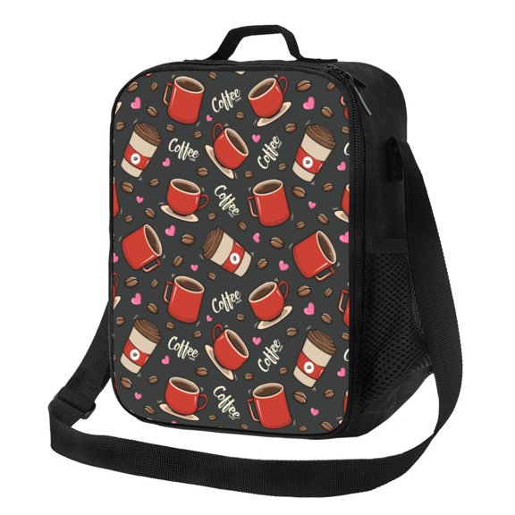Rateoe coffee mug cup Lunch Bag Reusable Lunch Box with Shoulder Straps for Men Women Insulated Portable Lunchbox for adults Suitable for School Work Picnic
