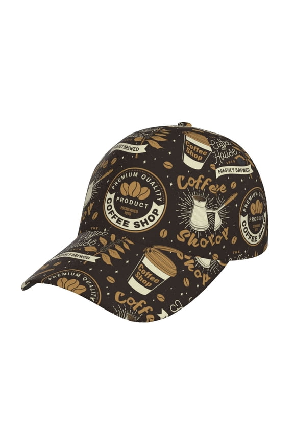 coffee shop house Pattern Mens Baseball Cap Adjustable Curved Brim Hat, Soft Cotton Sports Cap for Outdoor, Casual, and Everyday Wear, Comfortable & Breathable