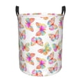 thumbnail image 1 of Rateoe colored butterflies Pattern Round Laundry Hamper Basket, Tall Hamper Basket for Blanket Storage, Nursery Clothes Hamper for Laundry in Bedroom and College Dorm-Medium, 1 of 6