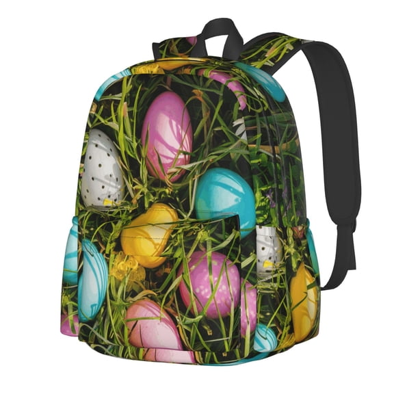 Rateoe colorful Easter eggs Pattern Student Backpack,Backpack for School,Lightweight Bag,Travel Backpack,Outdoor Backpack,Large Capacity Backpack