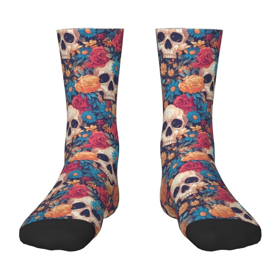 Rateoe colorful Skull rose Pattern Children's Socks, Socks Gifts ,kids Crew Soft Cotton Socks , Moisture-Wicking, Durable, Ideal for Daily Wear & Sports