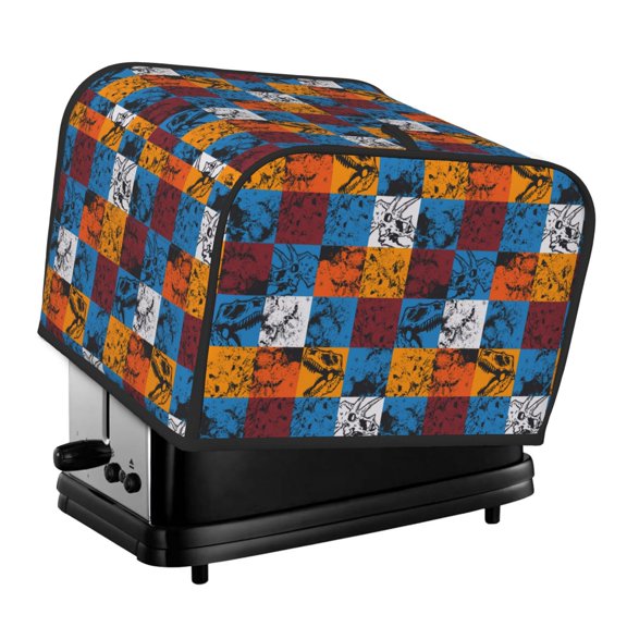 Rateoe colorful plaid Dinosaur Pattern Toaster Covers 4 Slice Wide Slot,Bread Machine Cover,Bread Dust Cover & Fingerprint Protection,Appliance Covers