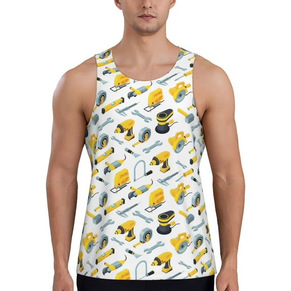 Rateoe construction tools Pattern Sleeveless Gym Shirt Muscle Tee Breathable Workout Shirt Slim-Fit Tank Quick Dry Fit Muscle Tank Top Bodybuilding Sleeveless T Shirt-XX-Large