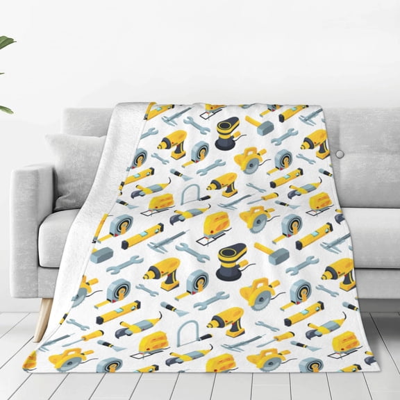 Rateoe construction tools Print Fuzzy Fleece Throw Blanket Extra Large,Super Soft,Fluffy and Warm Blankets for Couch,Bed,All Season Use-