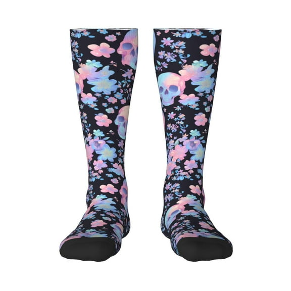 Rateoe cool Skull flower Pattern Women’s Knee High Crew Socks,Trouser Socks Comfortable, Breathable, Moisture-Wicking and Soft