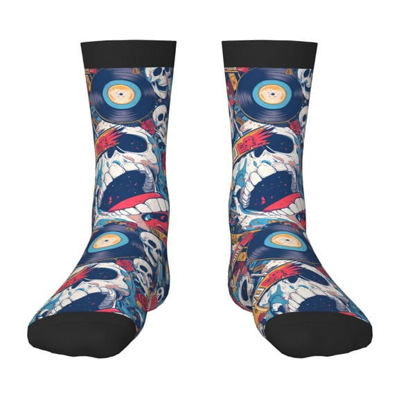 Rateoe cool rock Skull Pattern Children's Socks, Socks Gifts ,kids Crew Soft Cotton Socks , Moisture-Wicking, Durable, Ideal for Daily Wear & Sports
