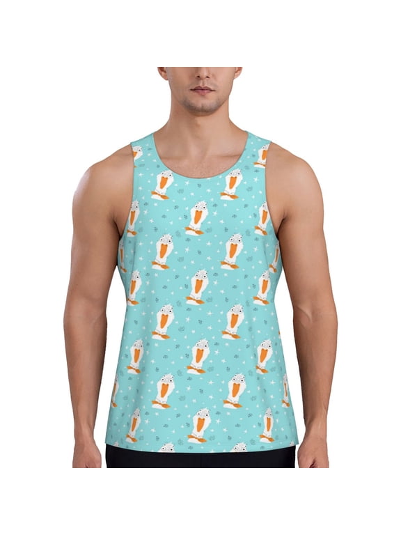 crazy white goose Pattern Sleeveless Gym Shirt Muscle Tee Breathable Workout Shirt Slim-Fit Tank Quick Dry Fit Muscle Tank Top Bodybuilding Sleeveless T Shirt-