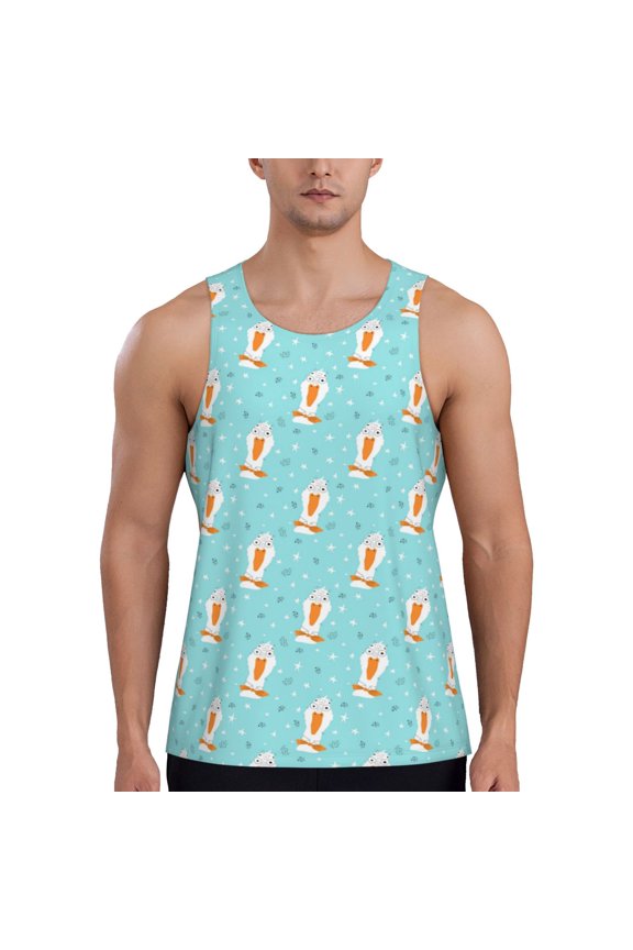 crazy white goose Pattern Sleeveless Gym Shirt Muscle Tee Breathable Workout Shirt Slim-Fit Tank Quick Dry Fit Muscle Tank Top Bodybuilding Sleeveless T Shirt-