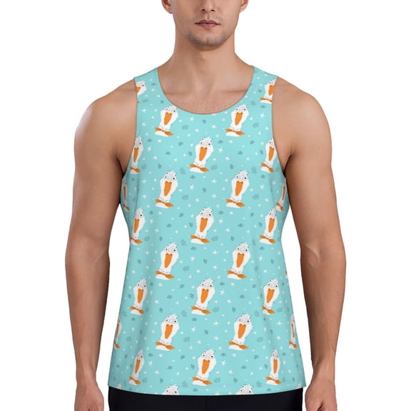 Rateoe crazy white goose Pattern Sleeveless Gym Shirt Muscle Tee Breathable Workout Shirt Slim-Fit Tank Quick Dry Fit Muscle Tank Top Bodybuilding Sleeveless T Shirt-X-Large