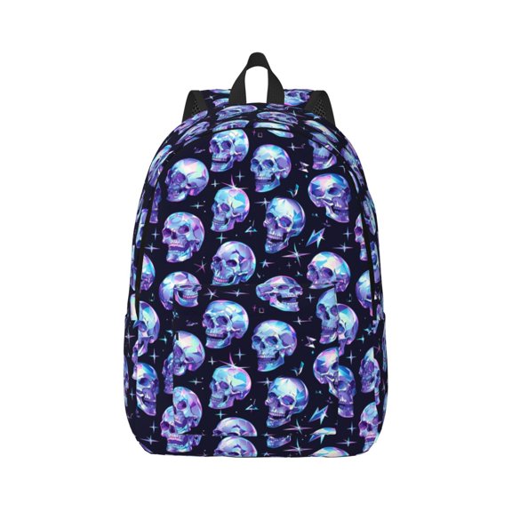 Rateoe crystal Skull Pattern Canvas College Laptop Backpack,Travel Daypack,Durable Rucksack Travel Notebook Bag School Backpack Book Bag for Men Women-Medium