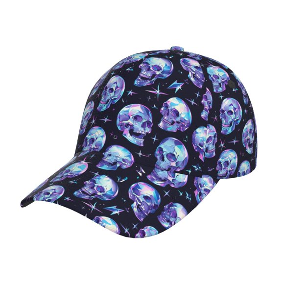 Rateoe crystal Skull Pattern Men’s Baseball Cap – Adjustable Curved Brim Hat, Soft Cotton Sports Cap for Outdoor, Casual, and Everyday Wear, Comfortable & Breathable