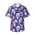 thumbnail image 1 of Rateoe crystal Skull flower Pattern Men’s Hawaiian Shirt – Short Sleeve Button-Down Tropical Beach Shirt, Lightweight & Breathable Casual Aloha Shirt with Pocket,, 1 of 7