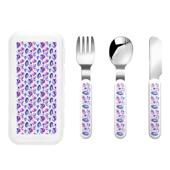 Rateoe crystal Skull record lips for Stainless Steel Kids Silverware Set - Child and Toddler Safe Flatware - Children's Knife, Fork And Spoon Set