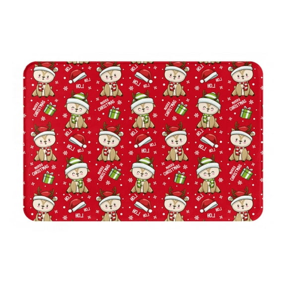 Rateoe cute Christmas Moose Pattern Flannel Door Mat Indoor Outdoor Entrance, Waterproof All-Weather Doormat,Fade Resistant, Low Profile Entryway Mat 16x24in