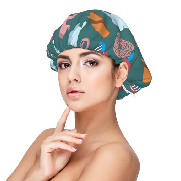 Rateoe cute Skull organ Pattern Silk Satin Hair Bonnet for Sleeping, Adjustable Sleep Cap Turban for Women , Curly Straight Hair Long Large Braid