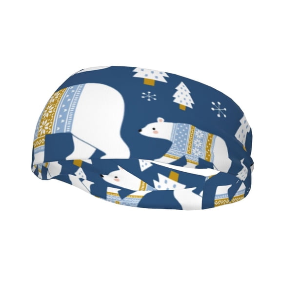 Rateoe cute winter bear Pattern Sports Headbands ,Moisture Wicking Workout Headband, Sweatband Headbands for Running,Cycling,Yoga,Hairband for Women and Men