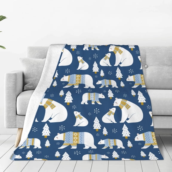 Rateoe cute winter bear Print Fuzzy Fleece Throw Blanket Extra Large,Super Soft,Fluffy and Warm Blankets for Couch,Bed,All Season Use (60"x50")