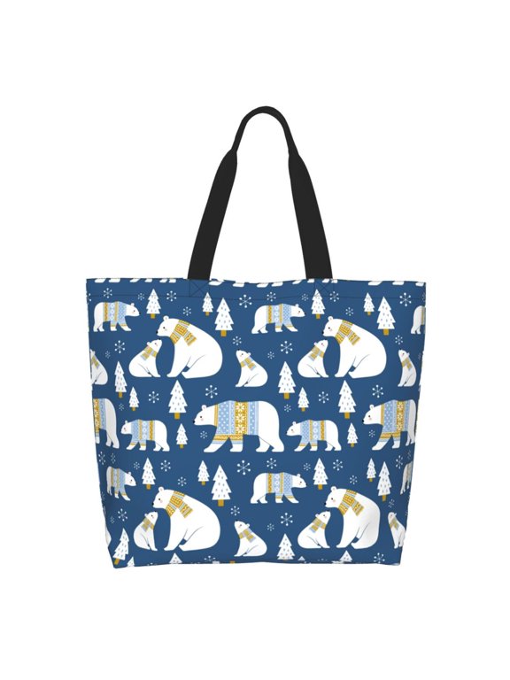 cute winter bear Tote Bag - Waterproof Lightweight Handbags Travel Shoulder Bag for Hiking Yoga Gym Swimming Travel Beach