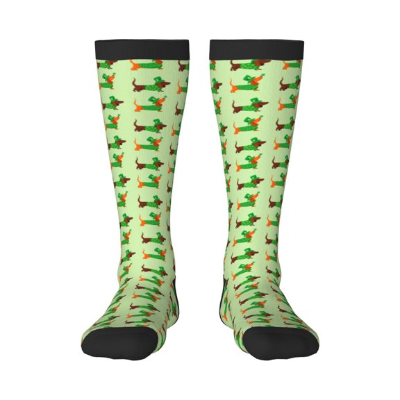 Rateoe dogs St Patrick's Day Pattern Women’s Knee High Crew Socks,Trouser Socks, – Comfortable, Breathable, Moisture-Wicking and Soft