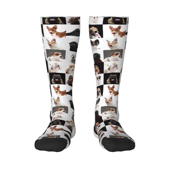 Rateoe dogs pets collage Pattern Women’s Knee High Crew Socks,Trouser Socks, – Comfortable, Breathable, Moisture-Wicking and Soft