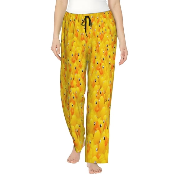 Rateoe duck floating in the pool Pattern Women’s Ultra-Soft Comfy Pajama Lounge Pants Sleepwear,Comfortable Lounge Wear,lightweight Pajamas, Casual Home Wear-Medium